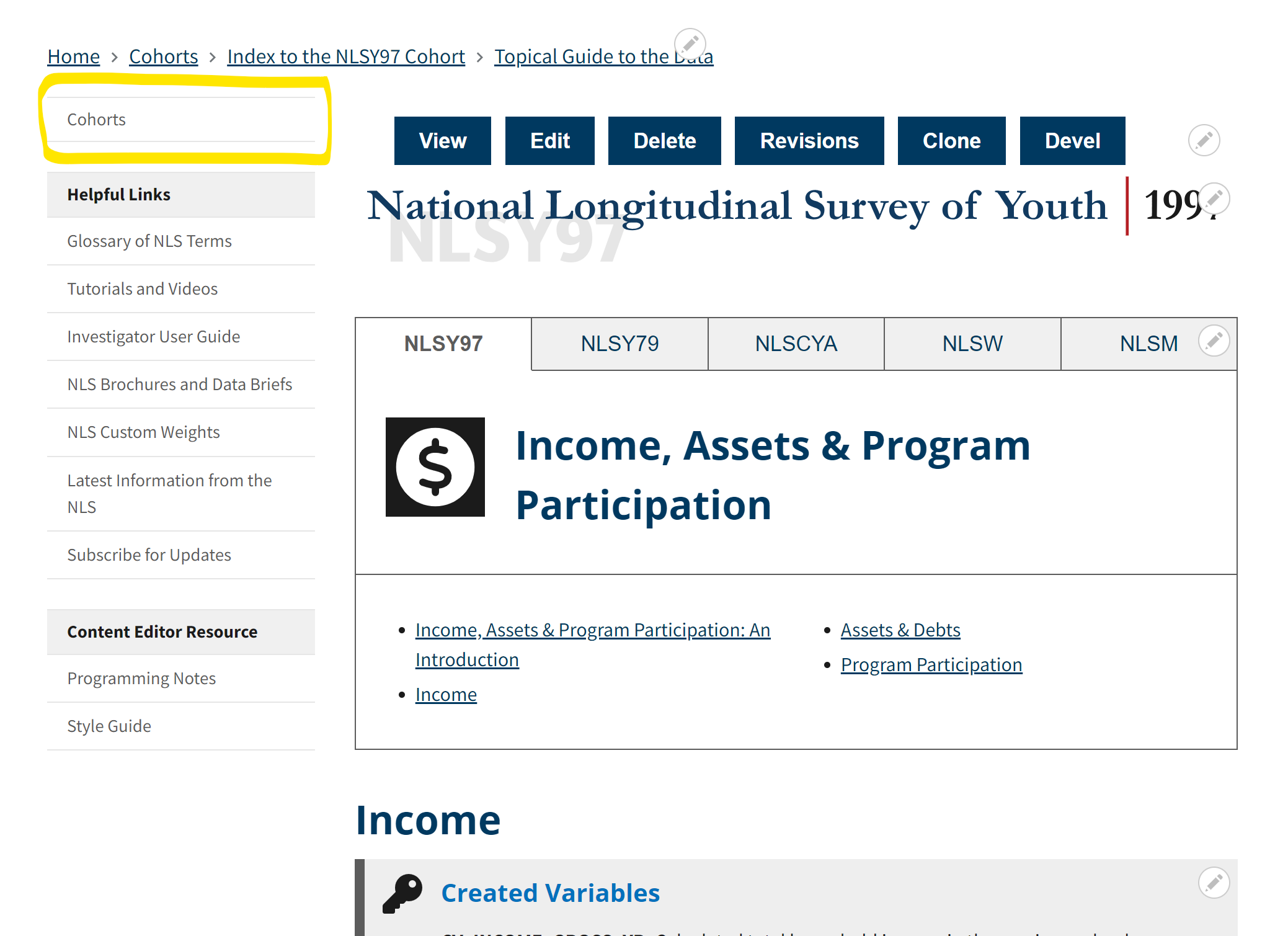 sample topical guide page: income and assets