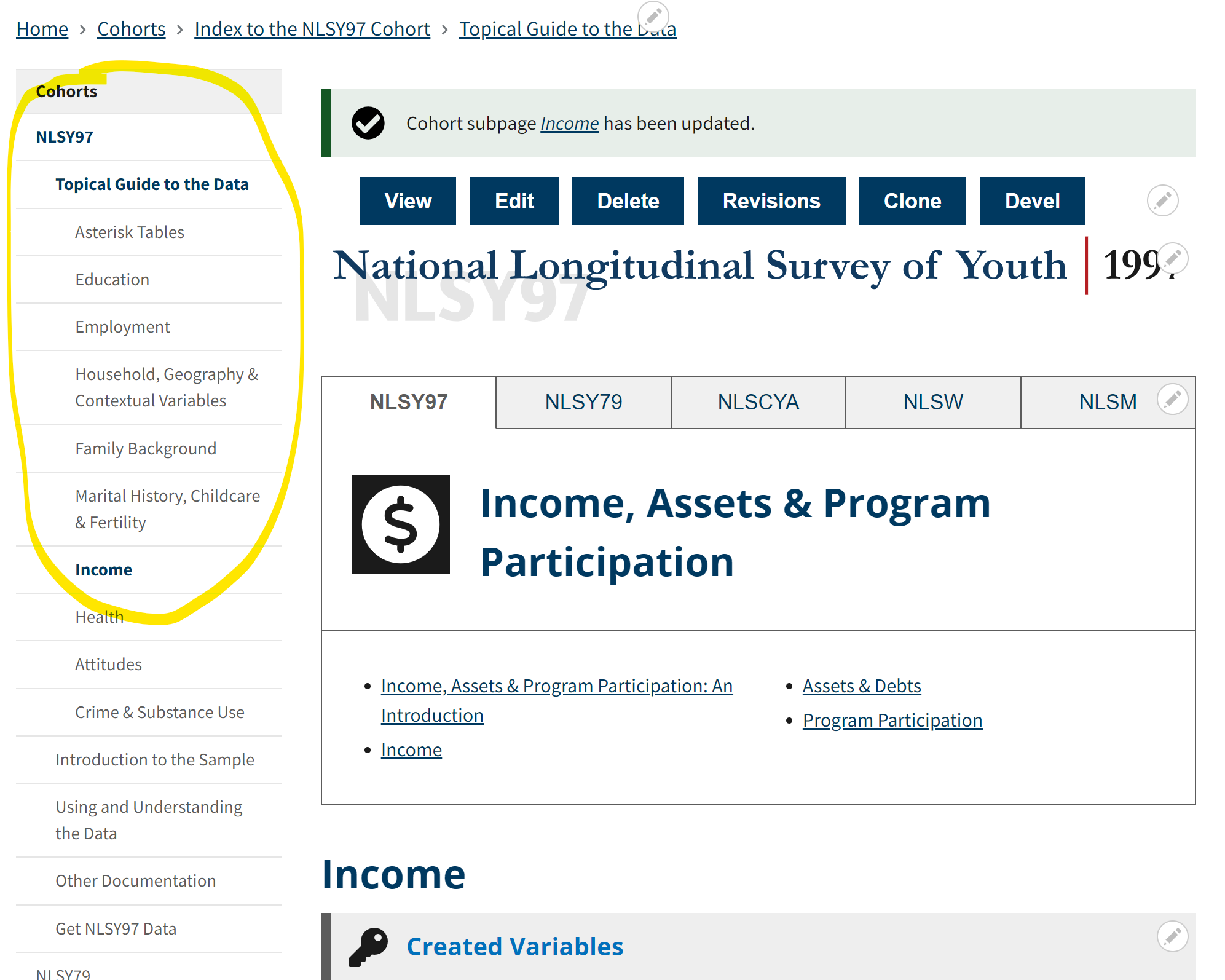 result showing updated menu sidebar after menu setting adjusted for the page