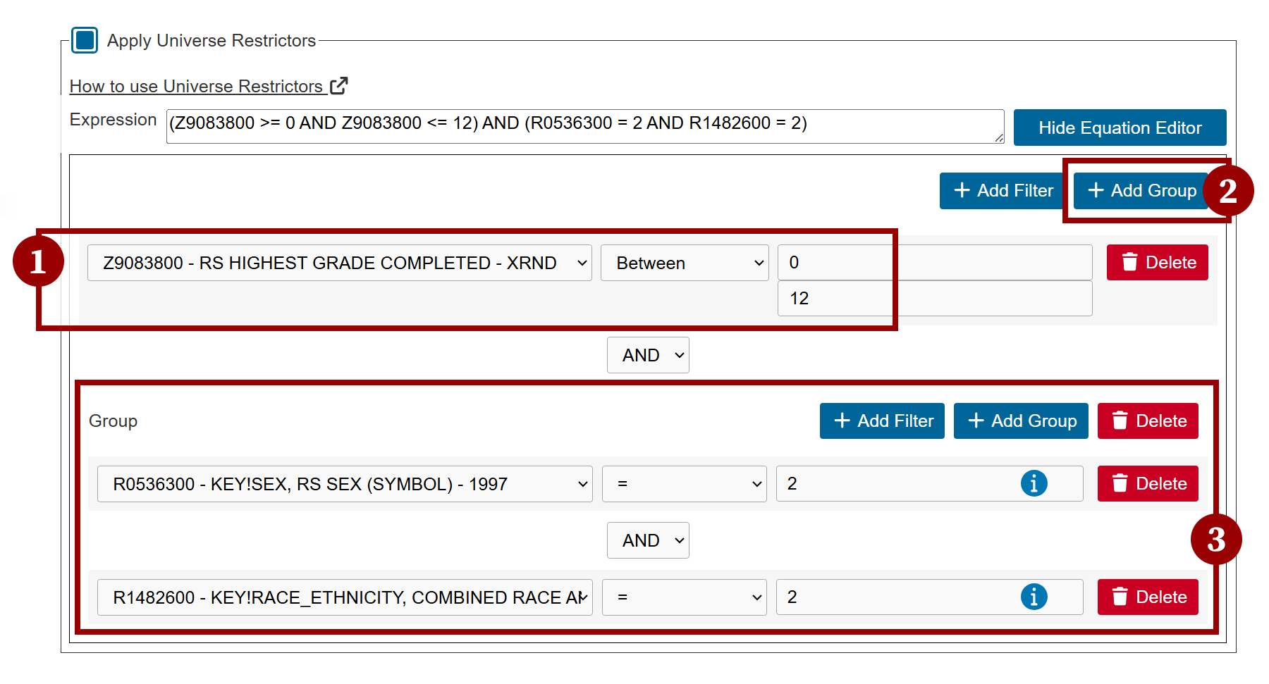 grouping equations for more finite results
