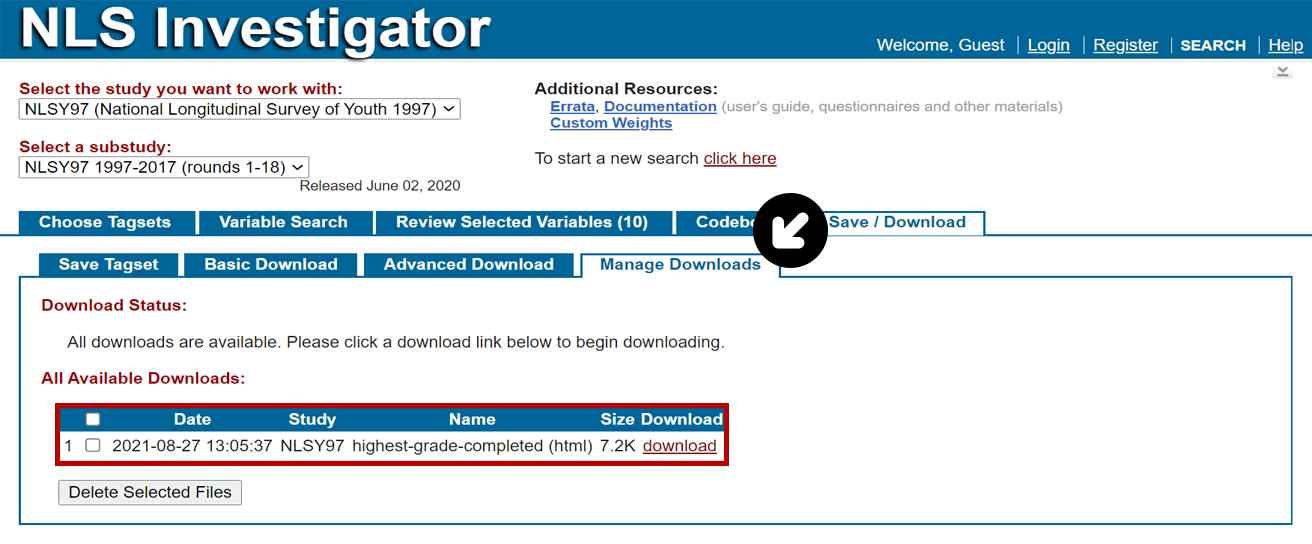 Frequency distribution will be available in the manage downloads sub-tab once calculated