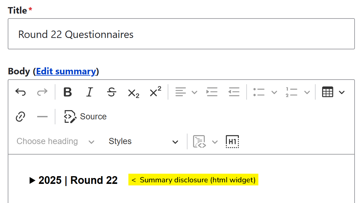 summary disclosure (html widget)