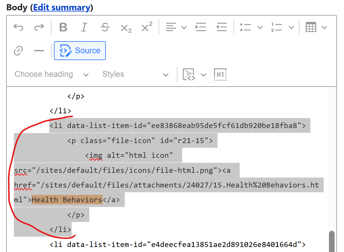 removed html code